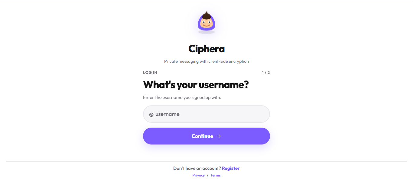 Ciphera application interface